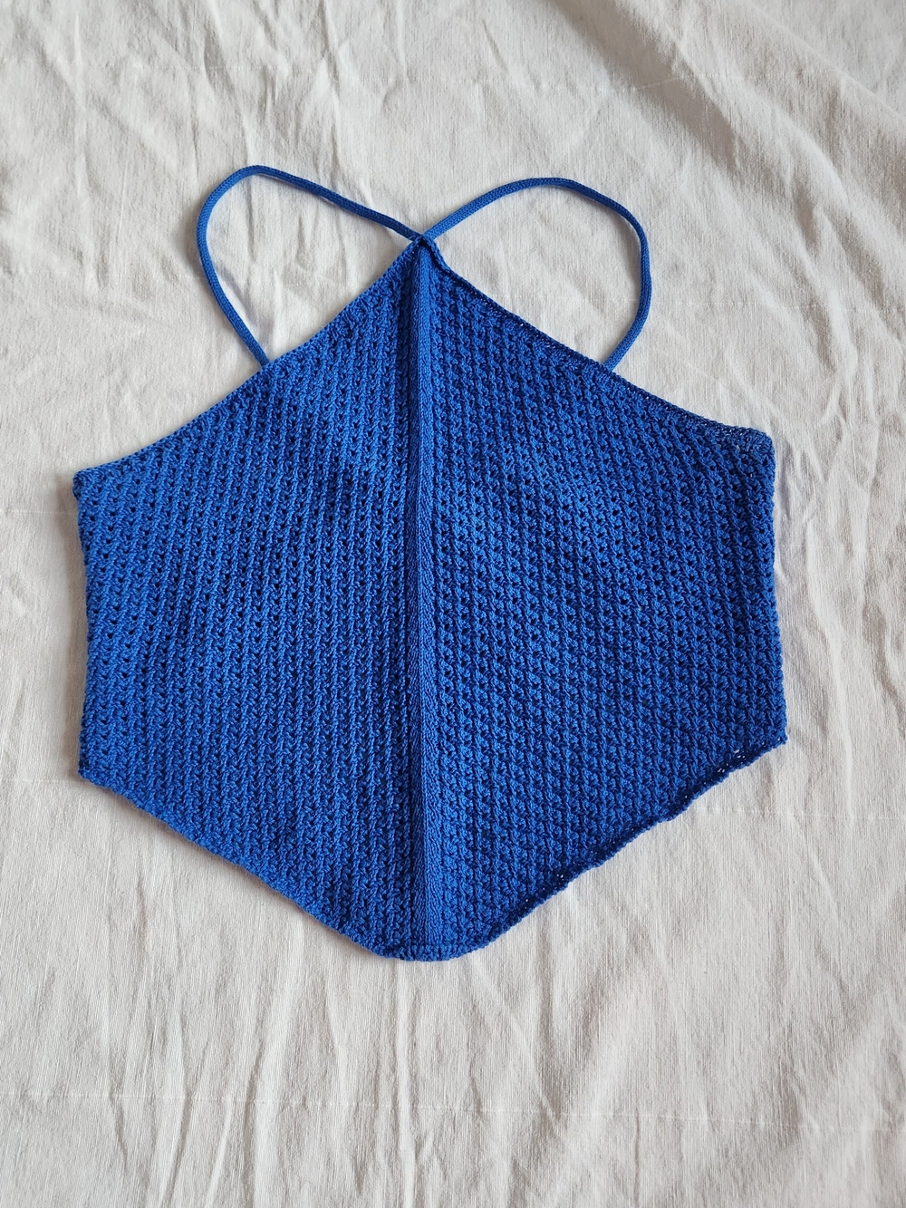 Simons Diamond Royal Blue Crochet Halter Top